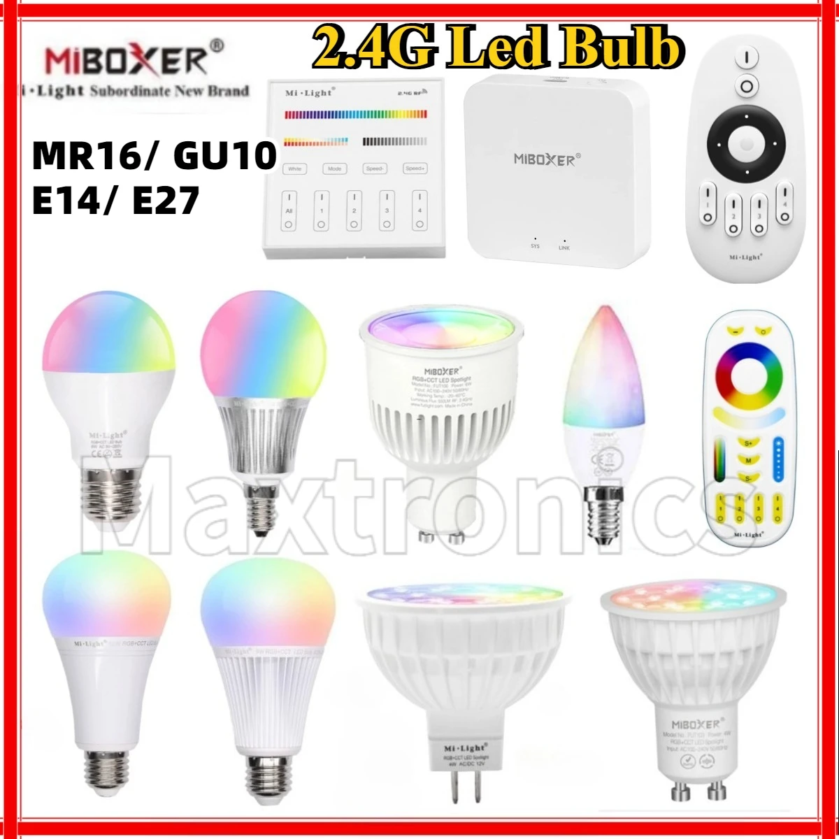 Hot Miboxer 2.4G Led Bulb MR16 GU10 E14 E27 Led Light 4W 5W 6W 9W 12W CCT RGB+CCT Wireless Wifi Remote Control LED Spotlight