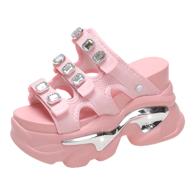 Summer Women Slippers Flip-Flops Ladies Beach Bling Chunky Shoes Wedge Heels Outside Sandals Woman High Platform Slippers 10.5CM - Image 7
