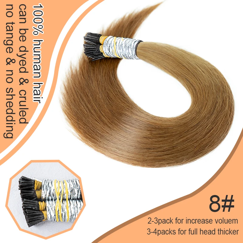 Raw Virgin Keratin Itip Hair Extensiones De Cabello 100% humano Remy Russian Remy Straight I Tip Natural Human Hair Extensions - Image 22