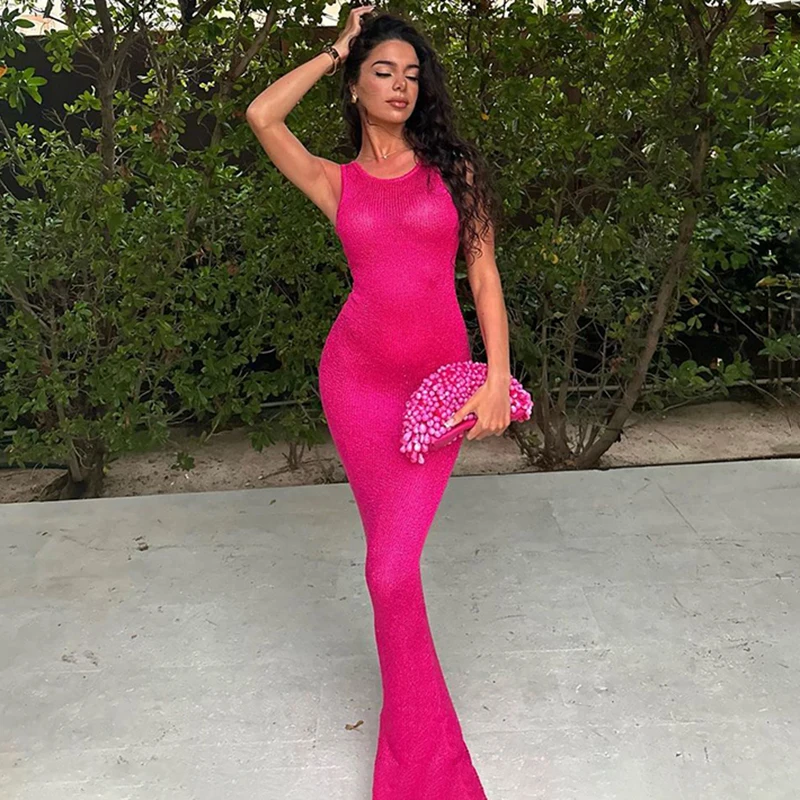 TARUXY Sexy See Through Sequins Maxi Dress For Women Beach Holiday Dress Sleeveless Elegant High Waist Bodycon Hot Girl Outfits - Image 7