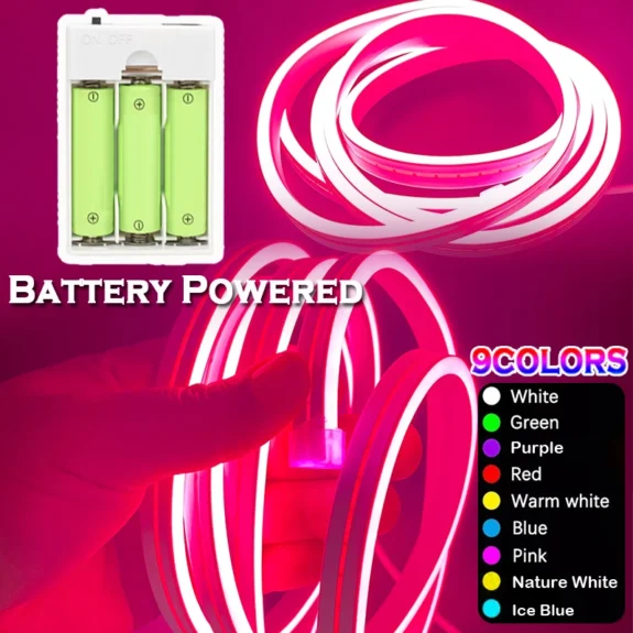 Battery Powered Neon Led Strip Lights, Flexibele LED Lights for Bedroom Battery Operated Neon Rope Lights Lights Led Lights