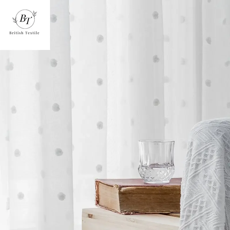 Modern Curtains for Living Dining Room Bedroom Three-dimensional Window Screen Nordic Simple White Wave Point Tulle