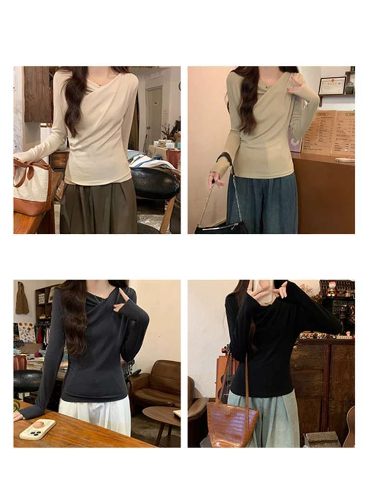 Autumn Women T Shirt Girls T-Shirt Woman Clothes Tops Cotton Slim Tshirt Female Long Sleeve Crop Top Y2k Spring Tee Sexy White - Image 6