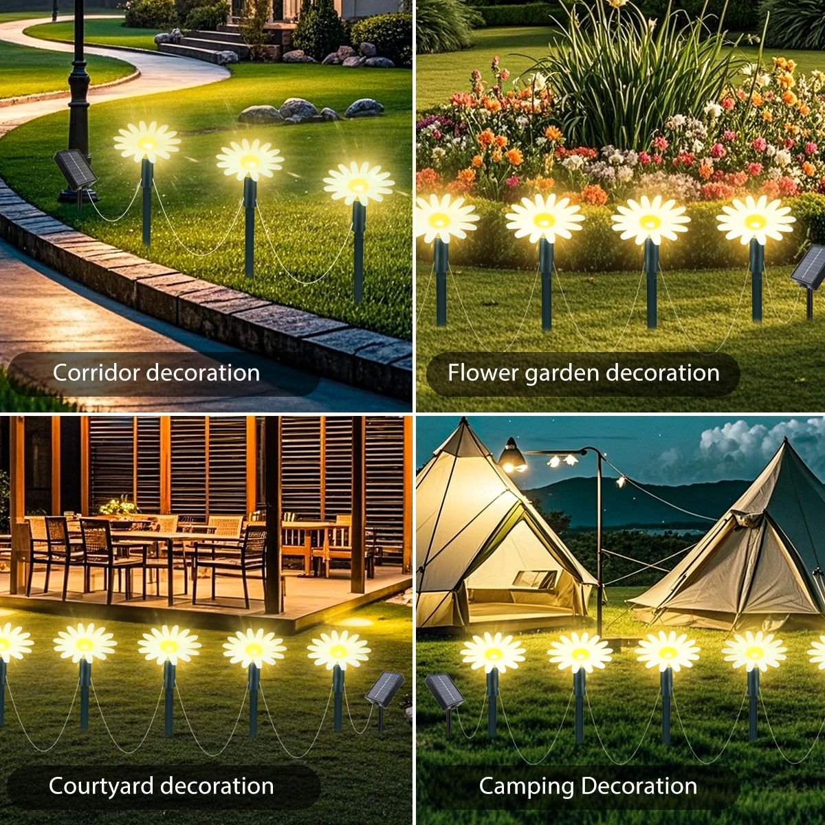 5M 20LEDS Solar LED Lawn Pathway Lights Outdoor Waterproof Pilot Lighting Decoration for Garden Yards Camping Parties Holiday - Image 6