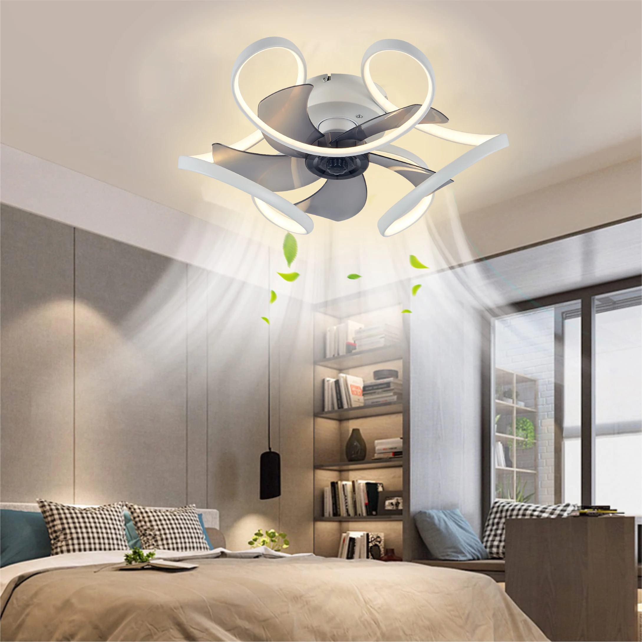 IRALAN Ceiling Fans with Lights Low Profile Ceiling Fan with Light and Remote LED Bladeless Stepless Dimmable for Bedroom - Image 2