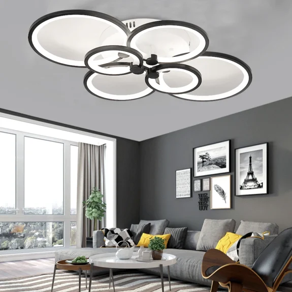 Modern 6 Head Acrylic Ceiling Light Dining Room LED Pendant Lamp Fixture+Remote