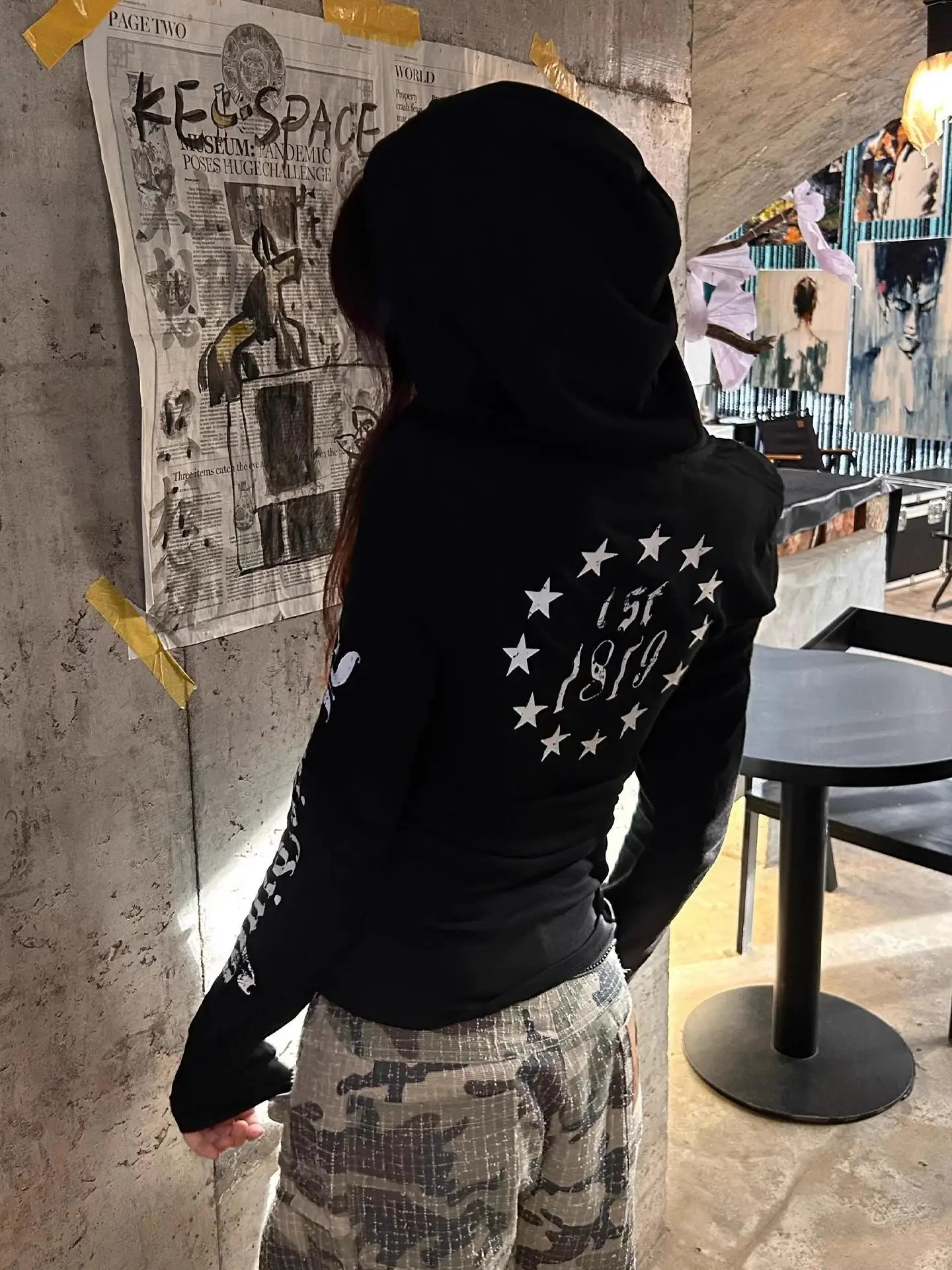 Yedinas Hooded Graphic T Shirts Long Sleeve Gothic Autumn Tops 2000s Clothes Y2k Streetwear Youthful Woman Clothes Print Tees - Image 7