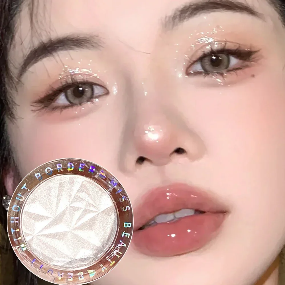 Brightening Face Highlighter Palette Waterproof Monochrome Pearlescent White Silver Highlight Makeup High Gloss Face Repairing - Image 2