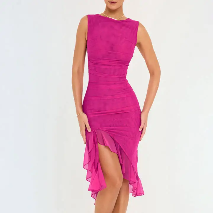 Hugcitar Sexy Y2K Clothes Tie Dye Print Backless Side Slit Bodycon Maxi Dress For Women 2023 Outfits Club Party - Image 5