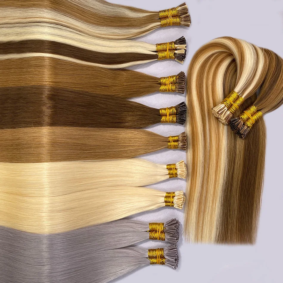 Raw Virgin Keratin Itip Hair Extensiones De Cabello 100% humano Remy Russian Remy Straight I Tip Natural Human Hair Extensions - Image 4