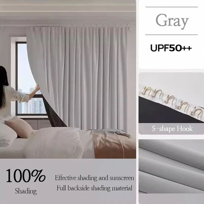 Blackout Curtains High Shading Bedroom Window Curtain With Hook Balcony Sun Protection Living Room Partition Privacy Drapes - Image 3