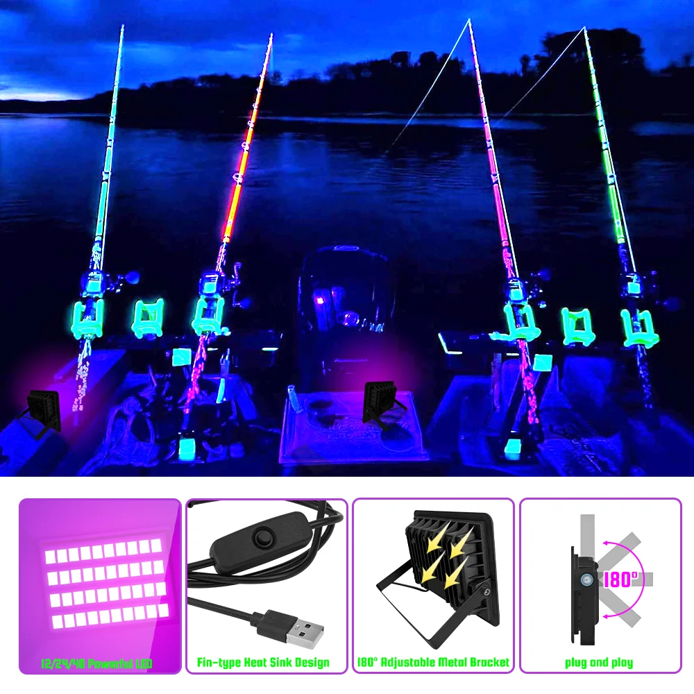 LED UV Black Light 10W/20W/30W Flood Light 365 nm, UV Spotlight with Switch for Holiday Party, DJ, Stage Lighting, Halloween - Image 3