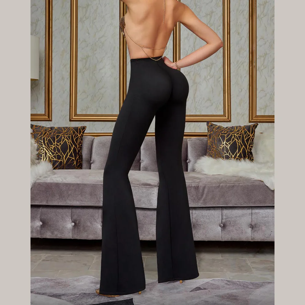 Women New Y2k Flare Pants Sexy Strechy Trousers Push Up High Waist Black Pants Elegant Fashion Style Spring Autumn Clothing S-XL - Image 2