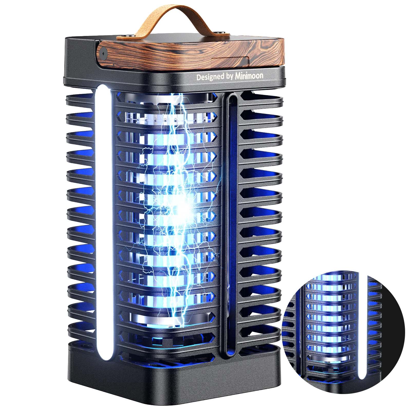 Minimoon Bug Zapper Outdoor with Dual LED Lights 15W Mosquito Zapper 4200V Electric Fly Trap IPX4 Fly Zapper for Backyard Patio