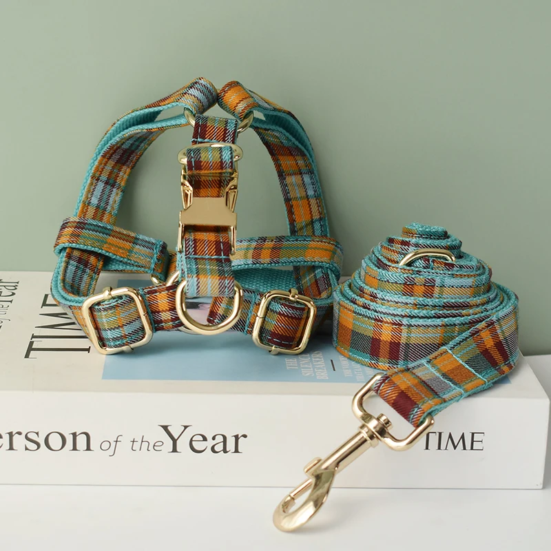 Grid Self-Design Dog Harness  For Small Medium Big Dogs Free Engraved Name ID Tag Christmas Dog Collars For Chihuahuas Grid 13 - Image 4