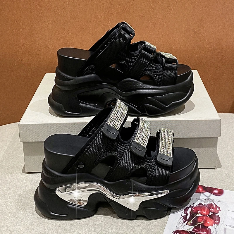 Summer Women Slippers Flip-Flops Ladies Beach Bling Chunky Shoes Wedge Heels Outside Sandals Woman High Platform Slippers 10.5CM - Image 6