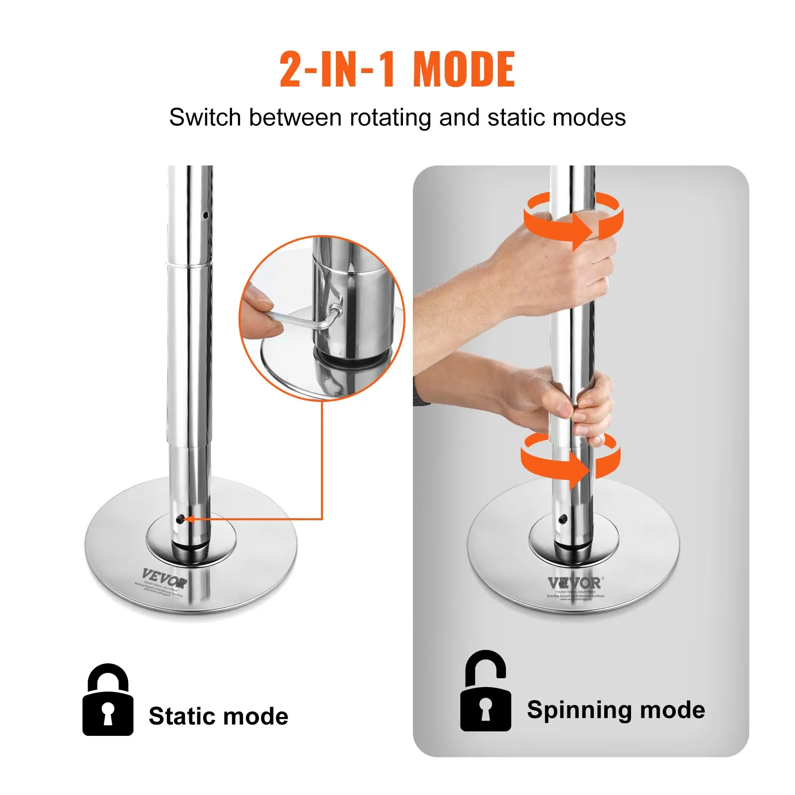 Sihao Dancing Pole Spinning Static Dancing Pole Kit Removable Pole 45mm Heavy-Duty Stainless Steel Pole for Exercise Home Club - Image 4