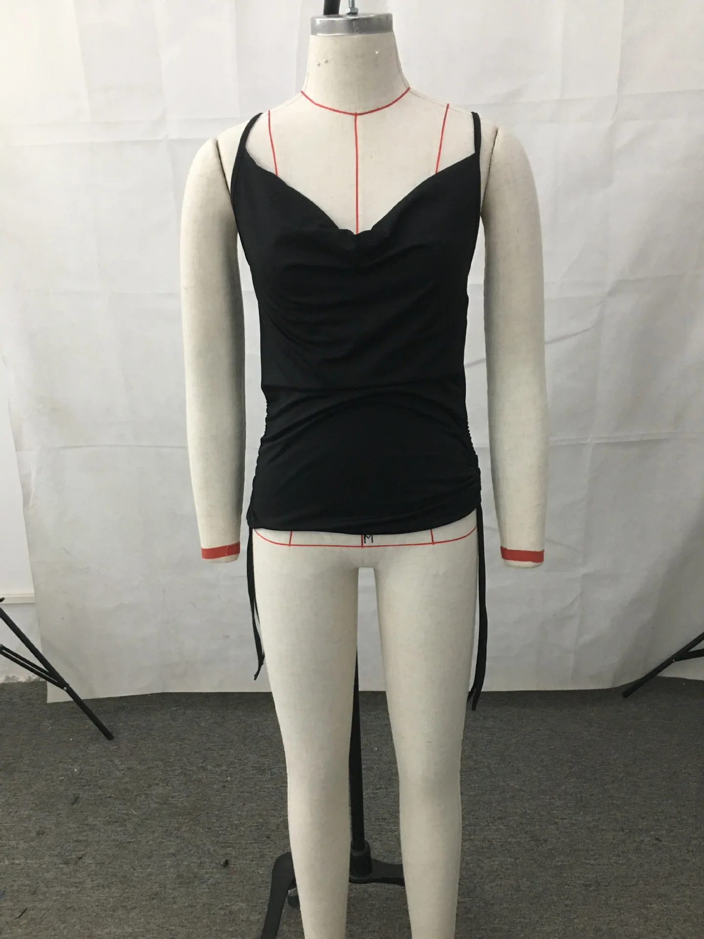 Women V Neck Sleeveless Slim Y2K Camisole Summer Lady Leopard Floral Print Lace Up Pleated Camis Tank Tops BYJFZ-BYJ107 - Image 6