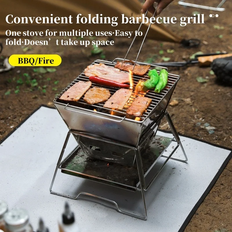 Camping Fire Table Charcoal Barbecue Grill Outdoor Picnic Bonfire Outdoor Portable Folding Barbecue Stove Fire Pit Camping Stove - Image 3