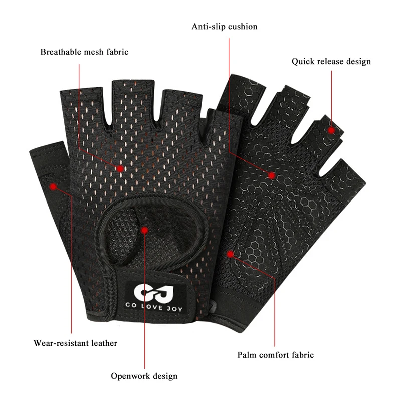 1Pair Gym Gloves Fitness Weight Lifting Gloves Body Building Training Sports Gloves Workout Half Finger Hand Protector Gloves - Image 6