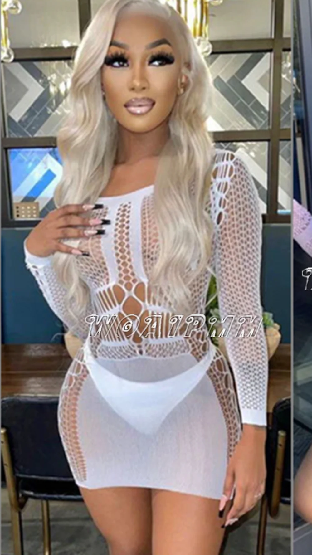 Sexy Fishnet Mini Dress Short Skirt Club Ladies 2024 Summer Bodycon Dress Evening Party Tight Mini Women Dress Lingeries - Image 11