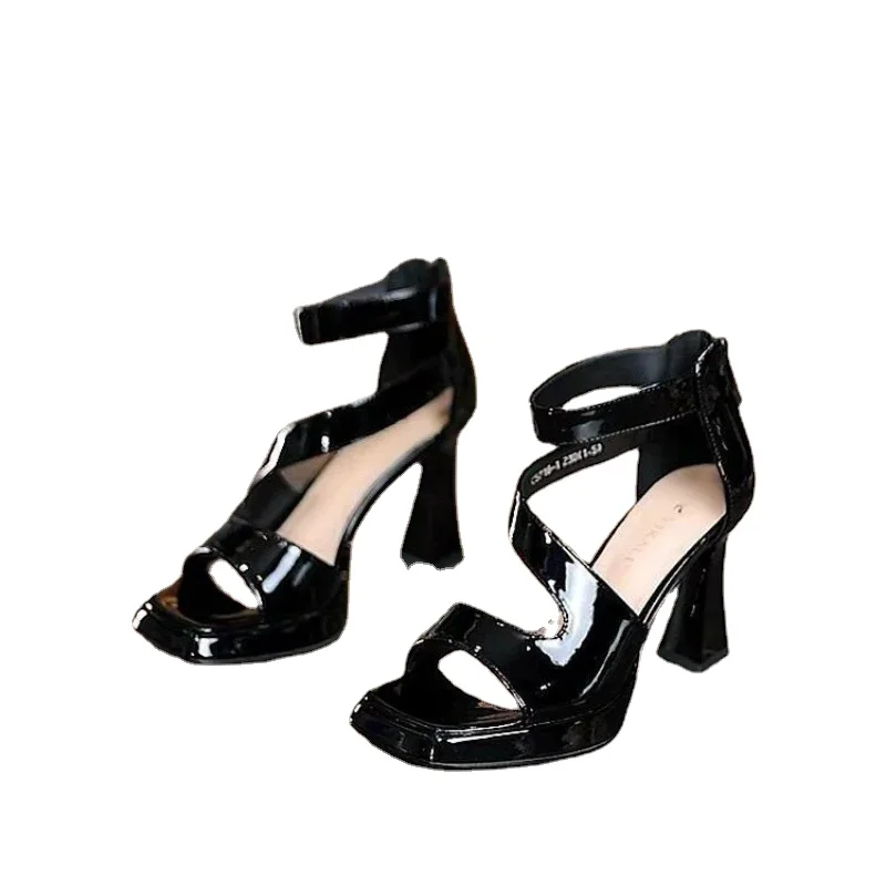 Women's Sandals Patent Leather Platform Sandals 2024 Summer Fashion High Heels Ladies Sandal Sexy Wedding Party Shoes for Women - Image 6