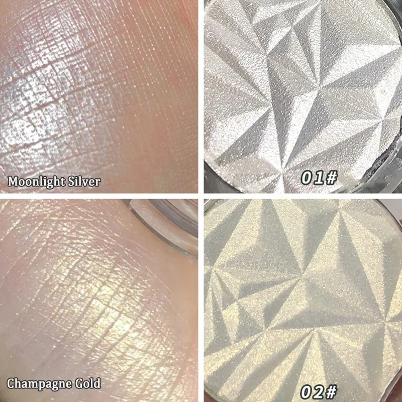 Brightening Face Highlighter Palette Waterproof Monochrome Pearlescent White Silver Highlight Makeup High Gloss Face Repairing - Image 3