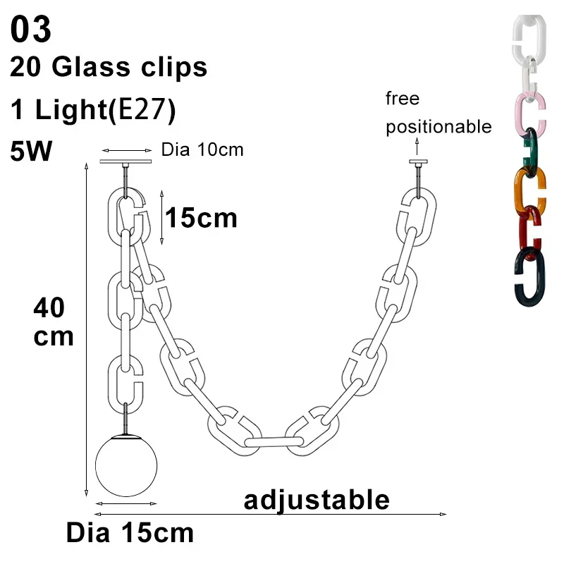 Cerine Chandelier Creative Chain Chandelier design colorful Glass chandelier Living Room Bedroom Home dining room lighting - Image 8