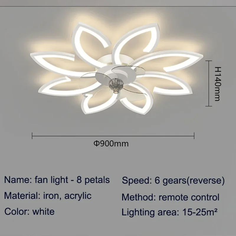 Petals LED Ceiling Lamp Ceiling Fans With Light Bedroom Dining Table Fan Lamp Ventilator Remote Control 220V Black Light Fixture - Image 3