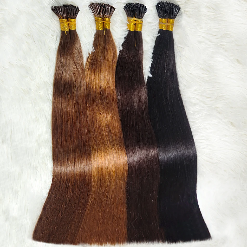 Raw Virgin Keratin Itip Hair Extensiones De Cabello 100% humano Remy Russian Remy Straight I Tip Natural Human Hair Extensions - Image 3