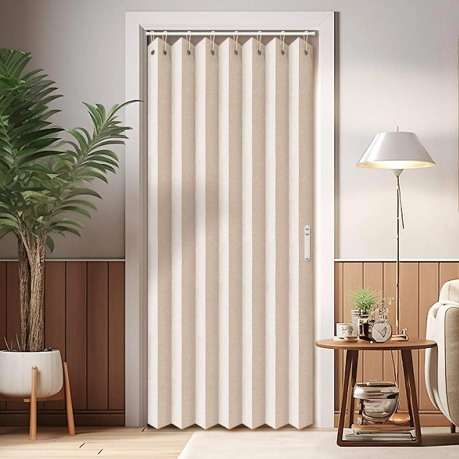 Closet Curtains, Accordion Style Door Curtains for Doorways, Pleated Folding Doors Curtain for Closet and Room Divider