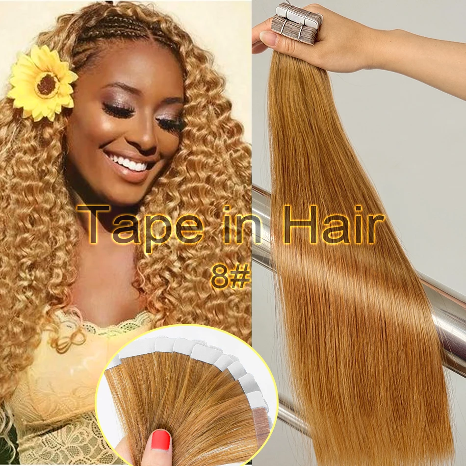 Straight Tape In Human Hair Extensions Natural Hair Extensions 100% Skin Weft Adhesive Glue On For Salon High Quality 18"-30" - Image 10