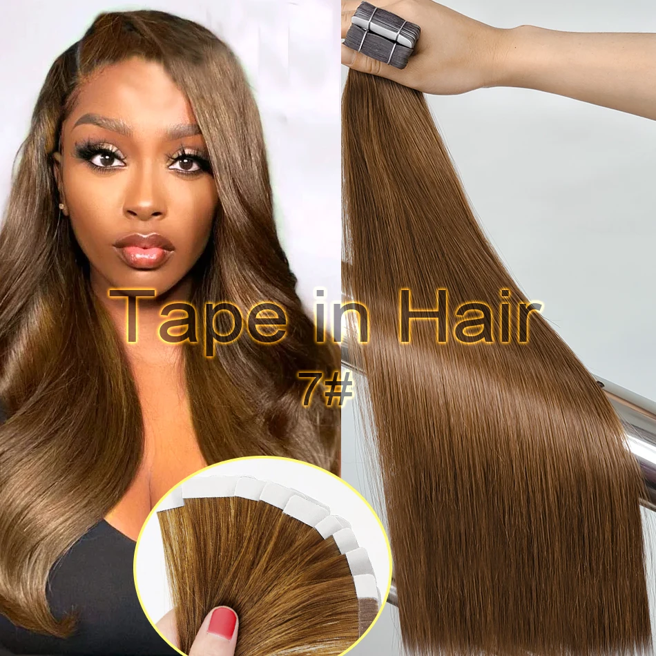 Straight Tape In Human Hair Extensions Natural Hair Extensions 100% Skin Weft Adhesive Glue On For Salon High Quality 18"-30" - Image 9