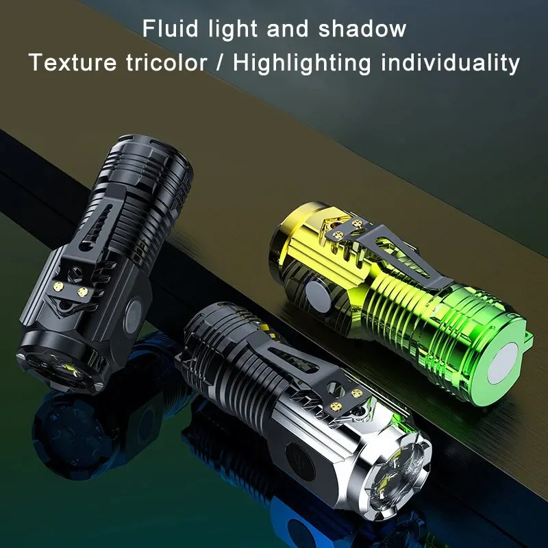 3LED Super Bright Flashlight Portable Mini Burst Flash Torch Rechargeable Outdoor Emergency Spotlight with Pen Clip Tail Magnet - Image 6