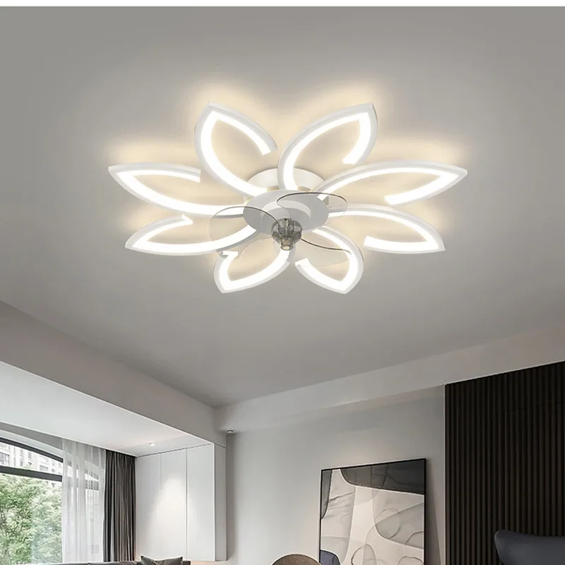 Petals LED Ceiling Lamp Ceiling Fans With Light Bedroom Dining Table Fan Lamp Ventilator Remote Control 220V Black Light Fixture - Image 4