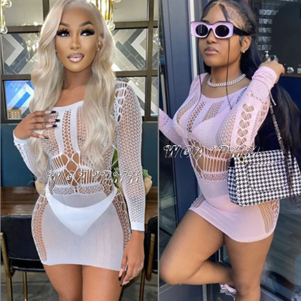 Sexy Fishnet Mini Dress Short Skirt Club Ladies 2024 Summer Bodycon Dress Evening Party Tight Mini Women Dress Lingeries - Image 5