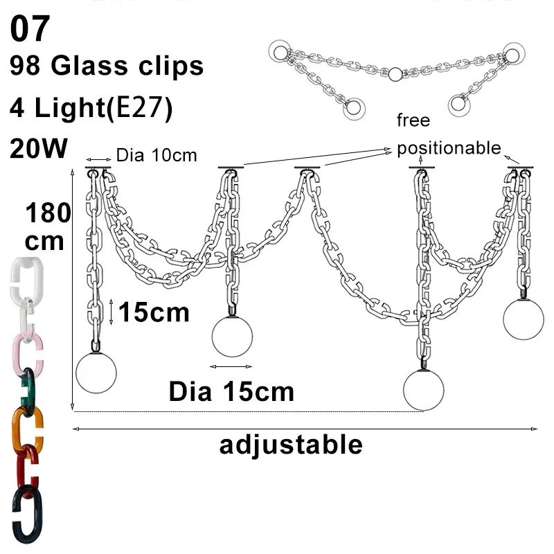 Cerine Chandelier Creative Chain Chandelier design colorful Glass chandelier Living Room Bedroom Home dining room lighting - Image 10