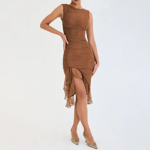 Hugcitar Sexy Y2K Clothes Tie Dye Print Backless Side Slit Bodycon Maxi Dress For Women 2023 Outfits Club Party