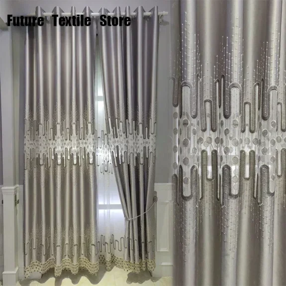 New Modern Minimalist Embroidered Curtains for Living Room Bedroom Study French European Style Window Balcony Curtain Decoration