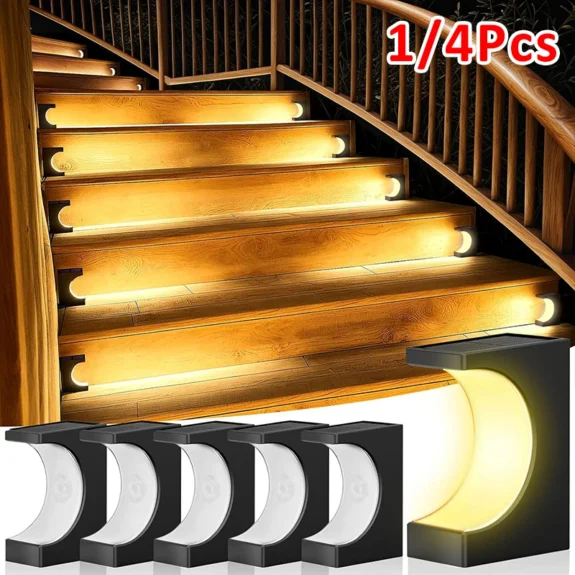 1/4PCS LED Step Lamp Solar Stair Light Outdoor IP65 Waterproof Solar Light for Garden Deck Path Balcony Decor Lighting
