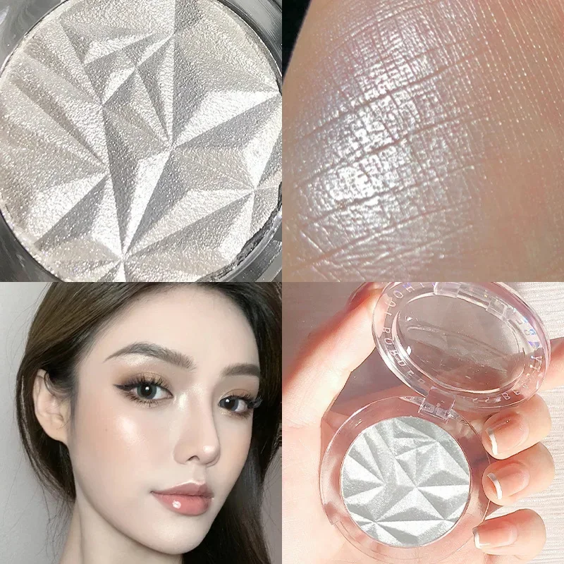 Brightening Face Highlighter Palette Waterproof Monochrome Pearlescent White Silver Highlight Makeup High Gloss Face Repairing - Image 4