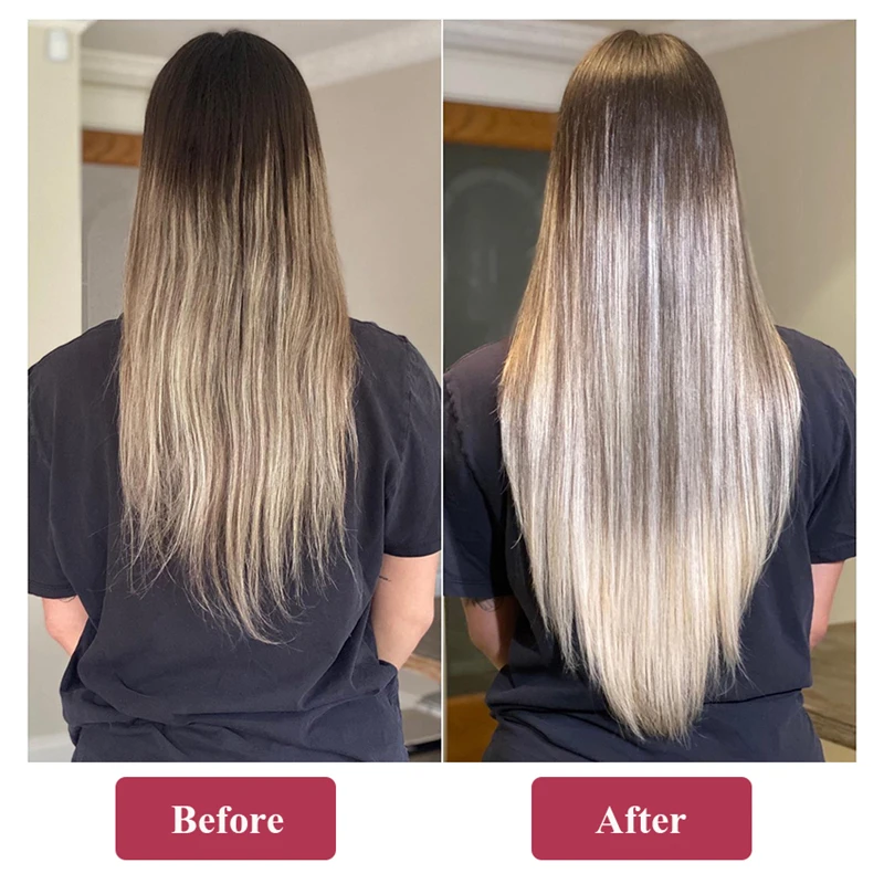 Nail U Tip Straight Hair Extensions Human Hair Machine Made Brazilan Remy Keratin Fusion Hair 0.8g/Pc Ombre Natural Color - Image 6